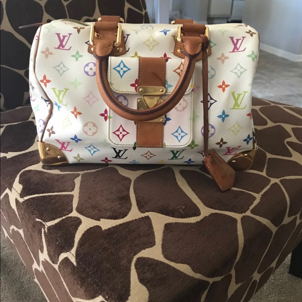 White multicolor Louis Vuitton speedy 30